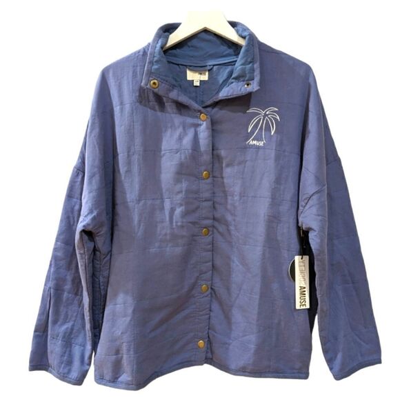 Amuse Society Seabreeze Embroidered Button Up Lightweight Quilted Jacket S/M - Picture 1 of 10